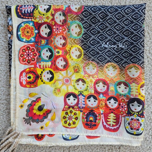 Johnny Was Accessories - NWOT Johnny Was Silk Scarf Matroyshka Nesting Dolls #9 PRICE FIRM